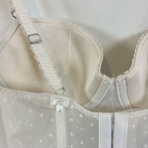 VTG Lingerie Luxury US 34 C Intimates White Lace Gartier Longline Corset Bustier - Picture 12 of 15